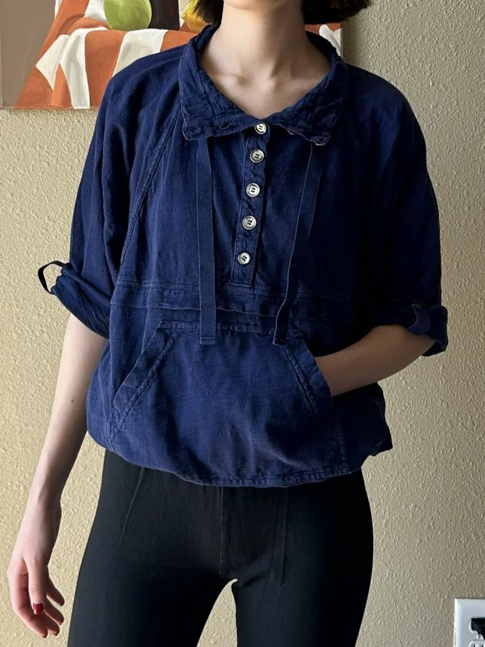 S Light Cotton Buttoned Pullover - Picture 2 of 2